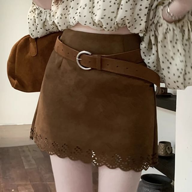 KUMI-High Rise Plain Mini Skirt