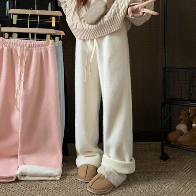 KUMI-High Rise Plain Wide Leg Pants