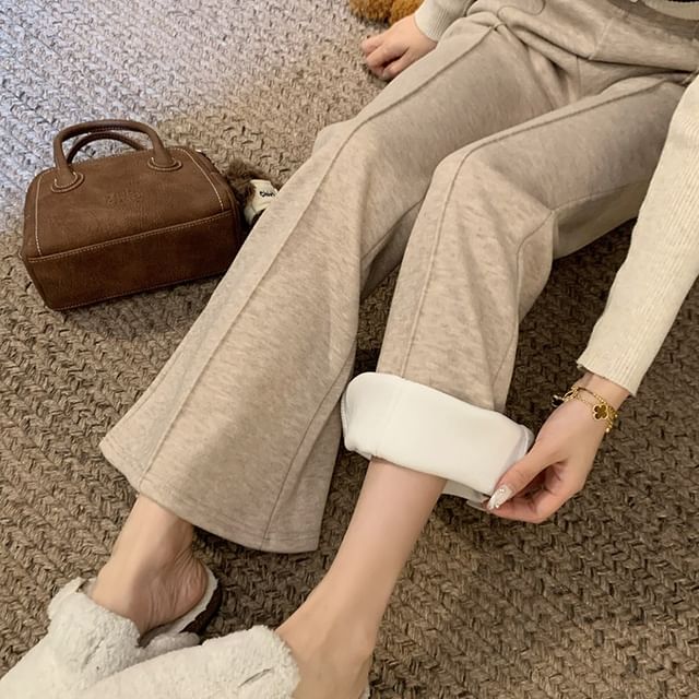 KUMI-High Waist Plain Bell Bottom Pants