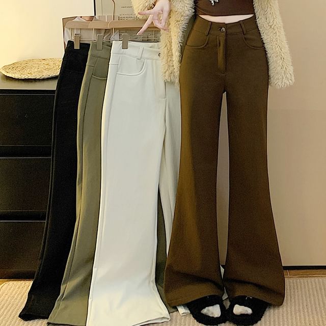 KUMI-High Waist Plain Flared Pants