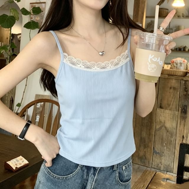 KUMI-Lace Trim Camisole Top