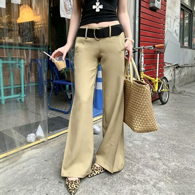 KUMI-Low Waist Slim Fit Bootcut Pants