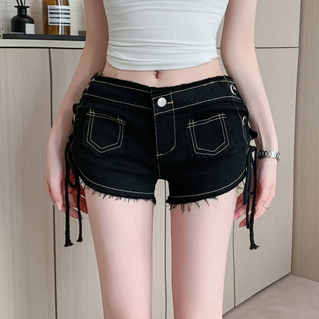 KUMI-Mid Rise Denim Shorts