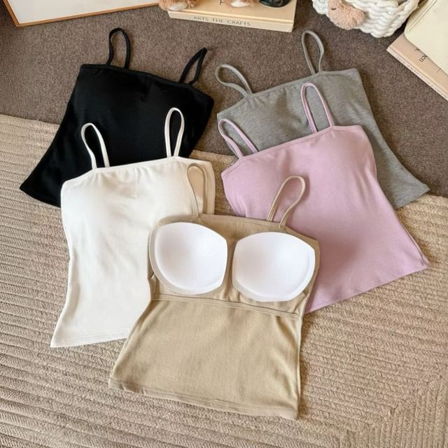 KUMI-Plain Padded Slim Fit Cami Top