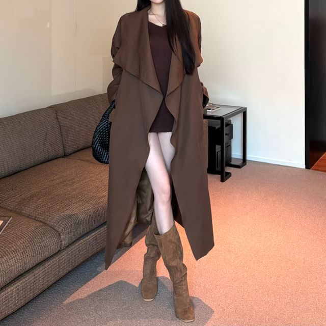 KUMI-Plain Sashed Trench Coat Various Designs