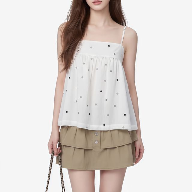KUMI-Polka Dot Flowy Camisole Top