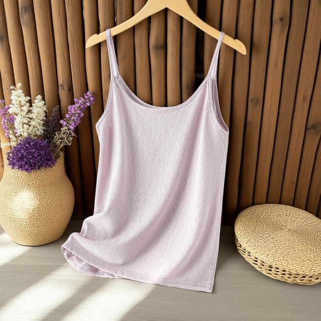 KUMI-Scoop Neck Plain Camisole Top