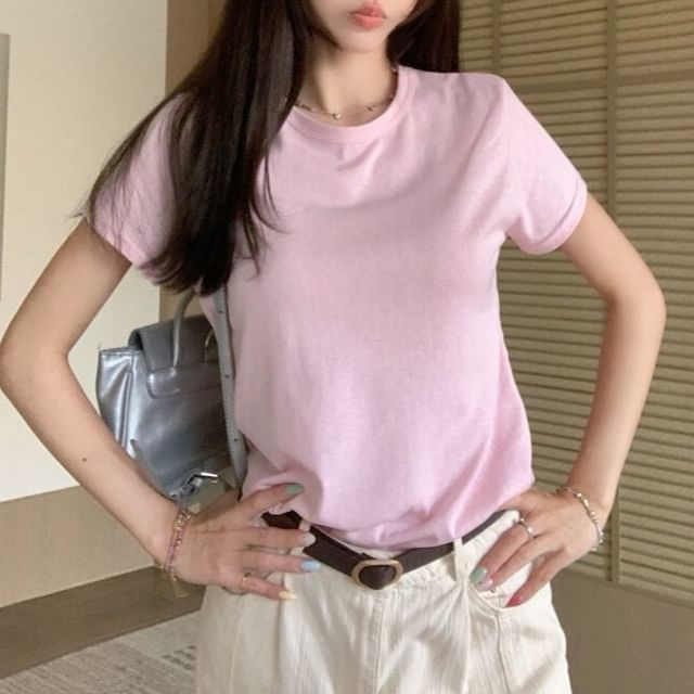 KUMI-Short Sleeve Plain T-Shirt