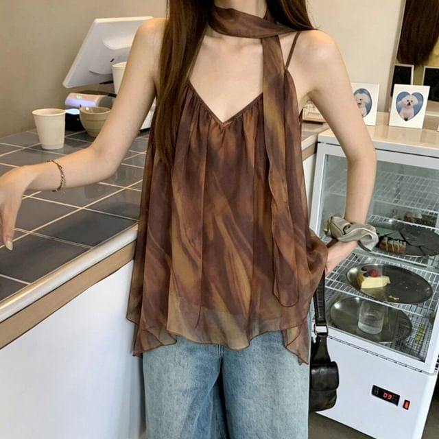 KUMI-V-Neck Tie Dye Camisole Top