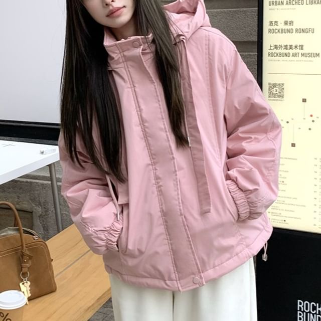KUMI-Zip-Up Plain Jacket