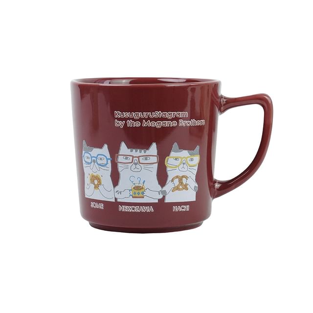 KUSUGURU JAPAN-Cat Nekomaruke Drinking Cup Red