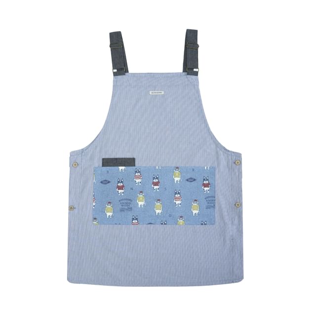 KUSUGURU JAPAN-Side-Button Apron Animal Mode Blue