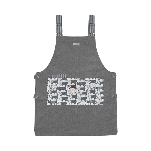 KUSUGURU JAPAN-Side-Button Apron Cat Matildasan Gray