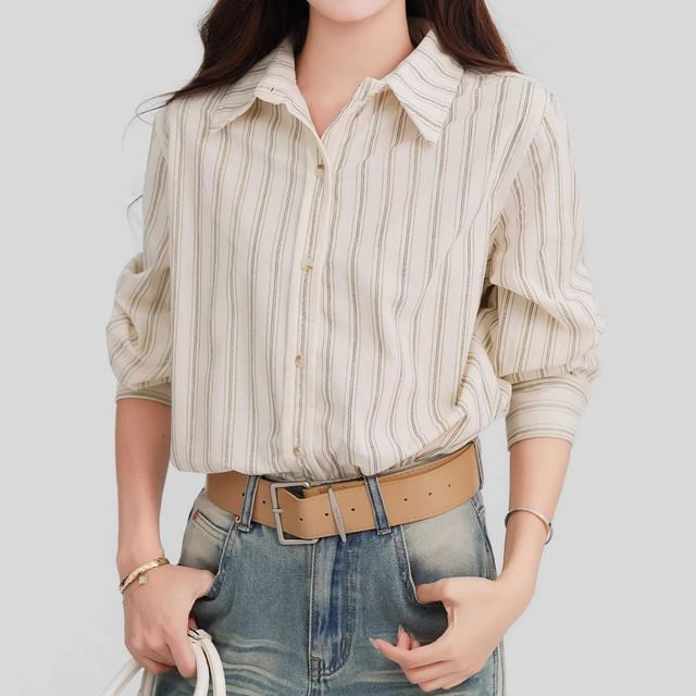 Lady Jean-Long-Sleeve Shadow Stripe Shirt