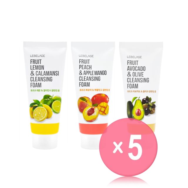 LEBELAGE-Fruit Cleansing Foam - 3 Types 5pcs Bundle Set