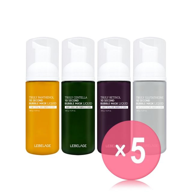LEBELAGE-Truly 10 Second Bubble Mask Liquid - 4 Types 5pcs Bundle Set