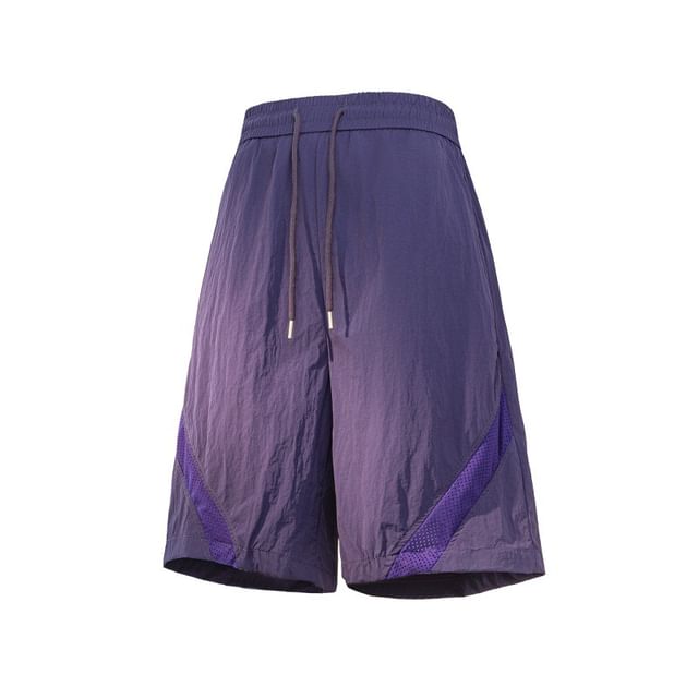 Lefitt-Drawstring Waist Plain Wide Leg Shorts