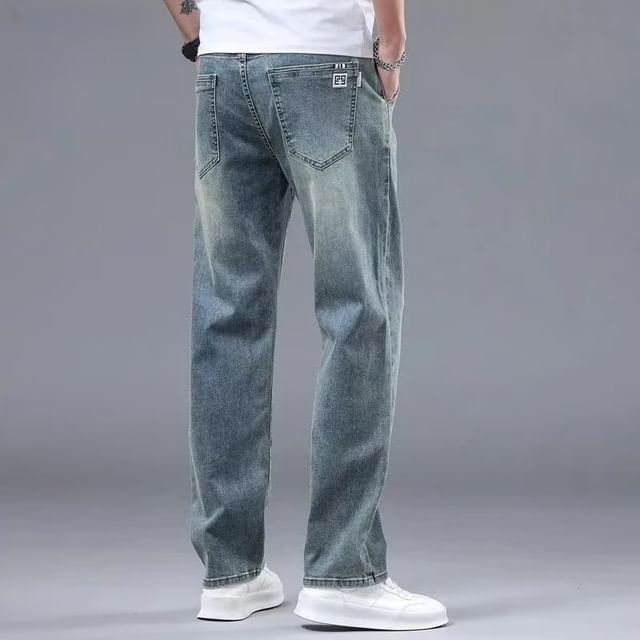 Lefitt-Mid Rise Washed Slim Fit Jeans
