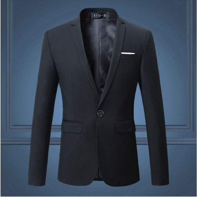Lefitt-Notch Lapel Plain Single-Button Blazer