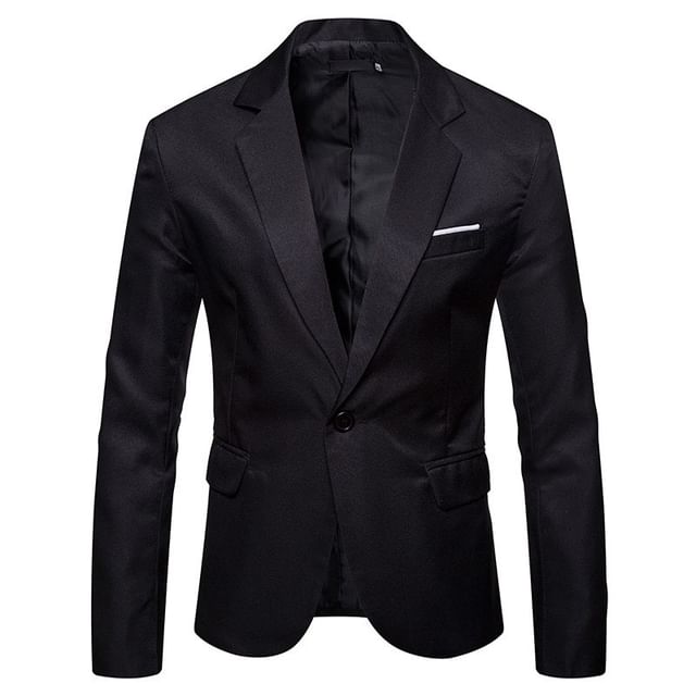 Lefitt-Notch Lapel Plain Single-Button Blazer