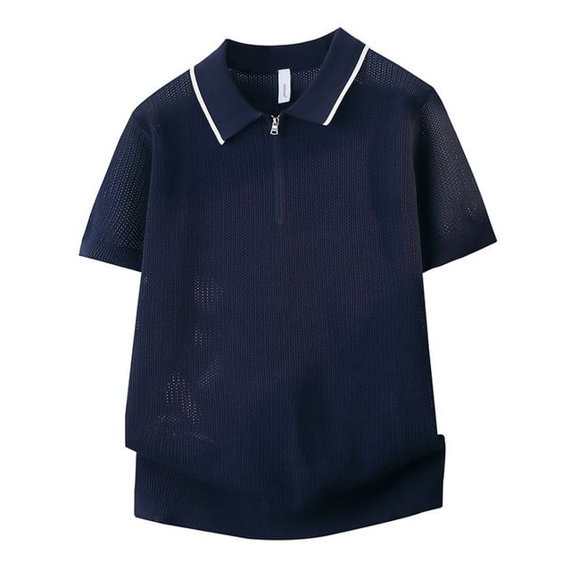 Lefitt-Short Sleeve Knit Polo Top Various Designs