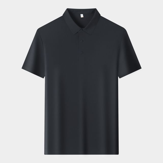 Lefitt-Short-Sleeve Plain Polo Shirt