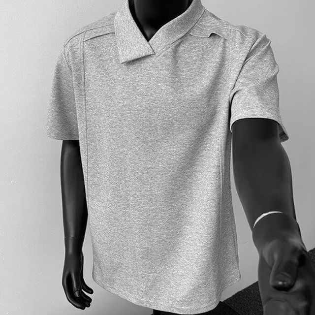 Lefitt-Short-Sleeve Plain Polo Shirt