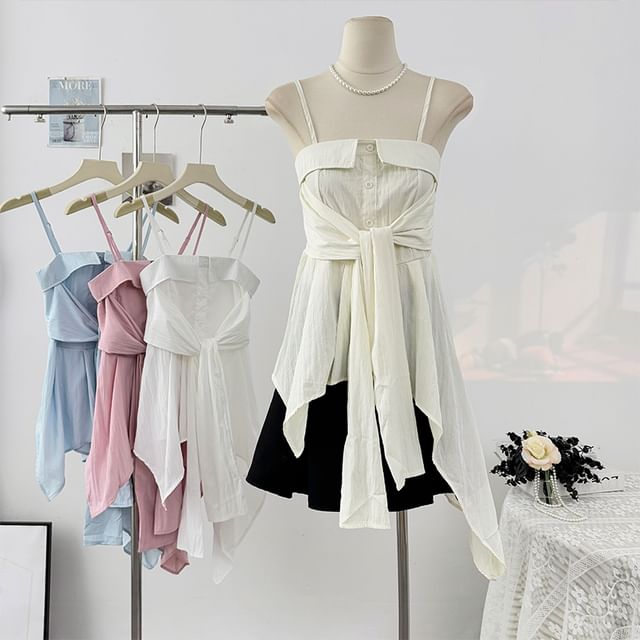 Lemongrass-Asymmetrical Plain Camisole Top