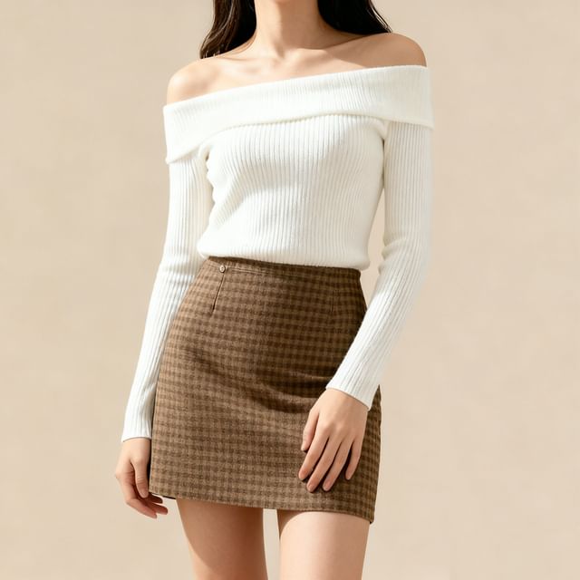Lemongrass-High Waist Gingham Mini A-Line Skirt