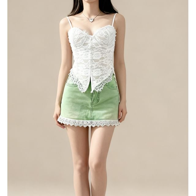 Lemongrass-Lace Bustier Top