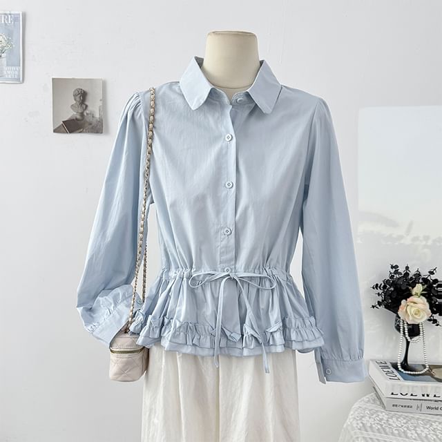 Lemongrass-Long-Sleeve Flowy Plain Shirt