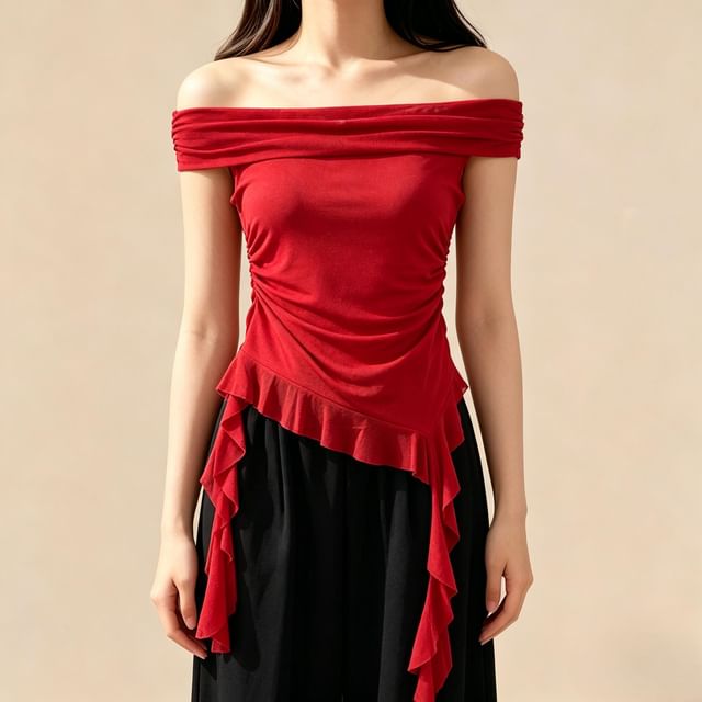 Lemongrass-Sleeveless Cowl Neck Asymmetrical Plain Top