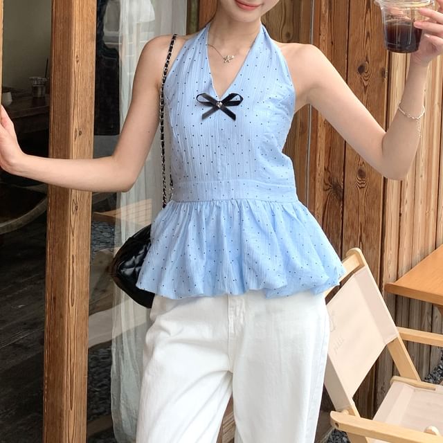 Leoom-Sleeveless Dotted Flowy Top