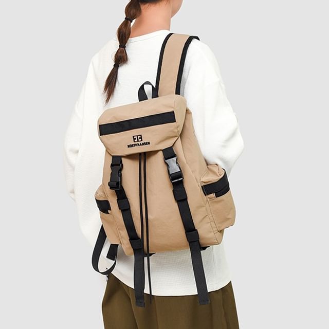 leopar-Buckled Flap Backpack