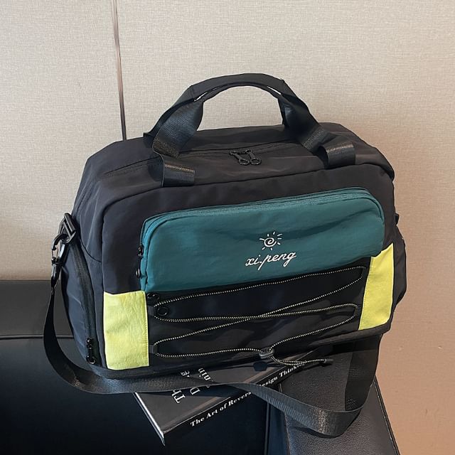 leopar-Color Block Duffel Bag