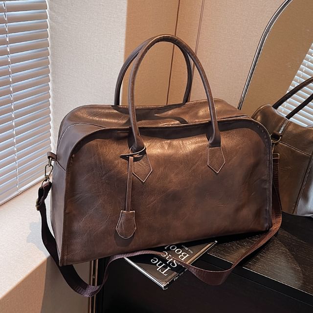 leopar-Faux Leather Duffel Bag