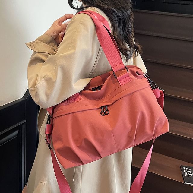 leopar-Plain Fabric Carryall