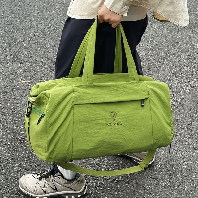 leopar-Plain Lettering Carryall Bag