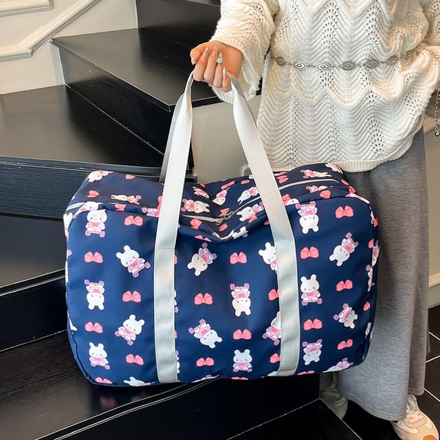 leopar-Rabbit Print Duffel Bag