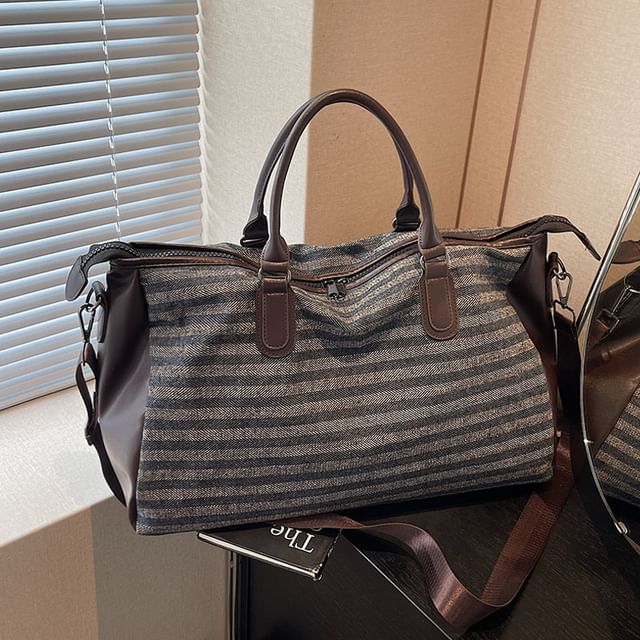 leopar-Striped Panel Carryall