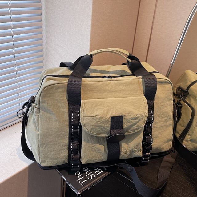 leopar-Textile Flap Pocket Gym Bag