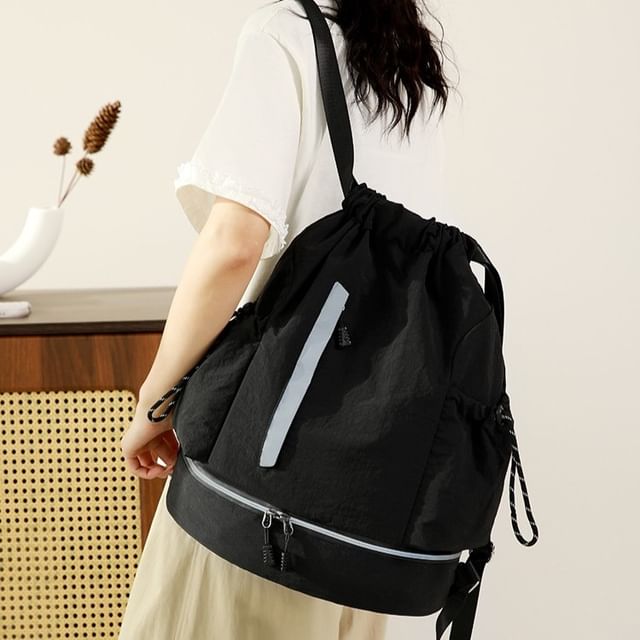 leopar-Unisex Plain Drawstring Backpack