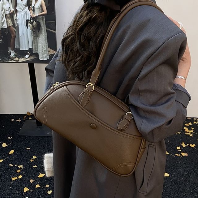 Letheroni-Faux Leather Zip Shoulder Bag