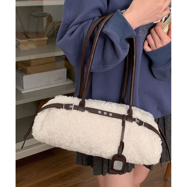 Letheroni-Faux Shearling Belted Shoulder Bag