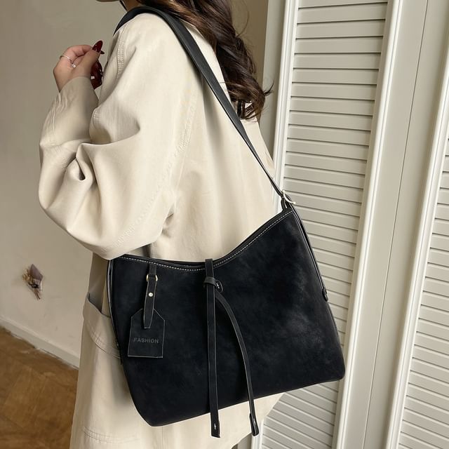 Letheroni-Faux Suede Shoulder Bag