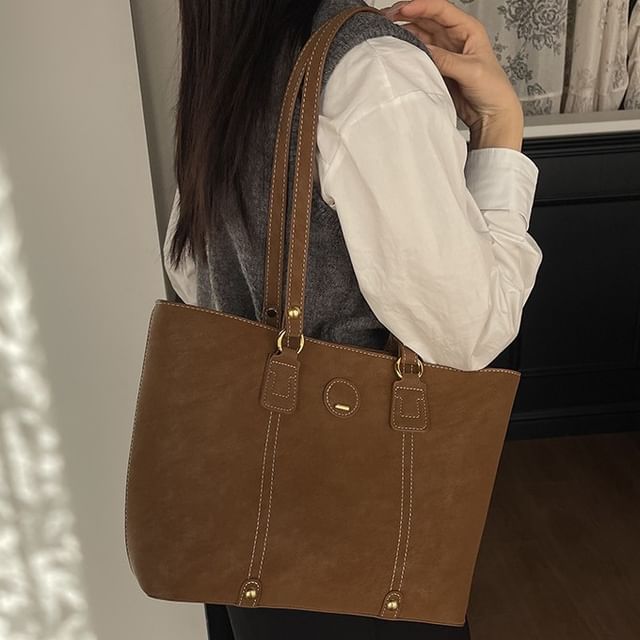 Letheroni-Faux Suede Tote Bag