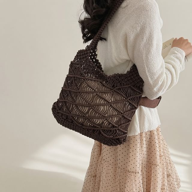 Letheroni-Plain Crochet Tote Bag