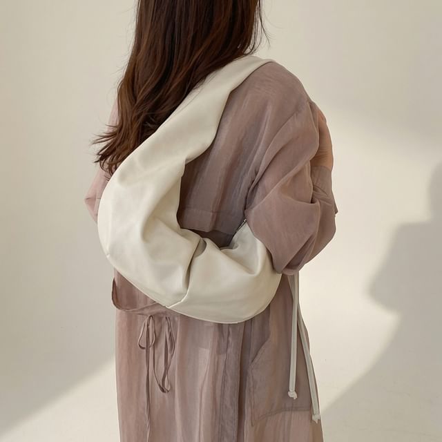 Letheroni-Plain Faux Leather Shoulder Bag