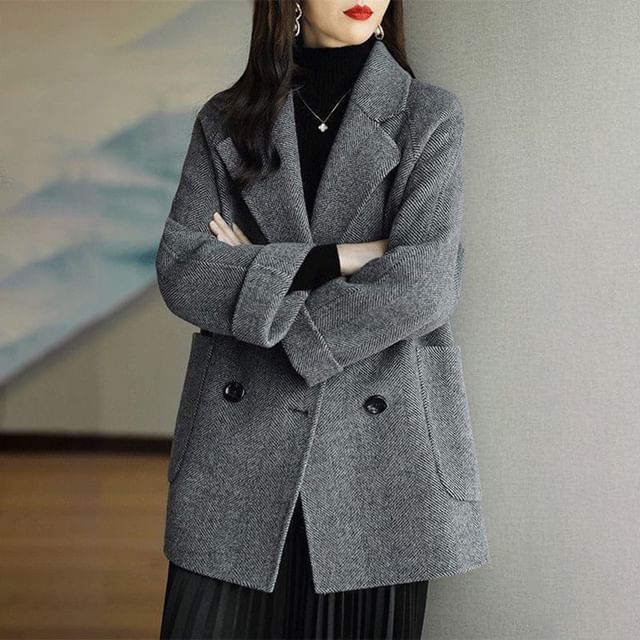 Lewwe-Double Breasted Plain Blazer
