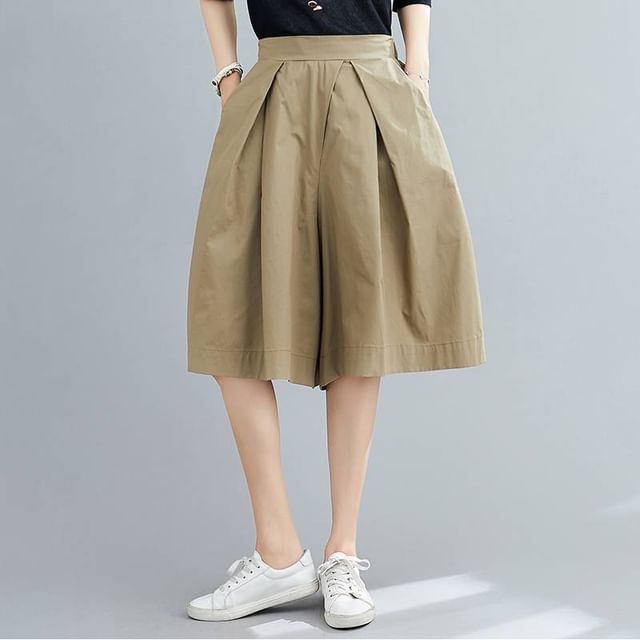 Lewwe-High Waist Plain Culottes